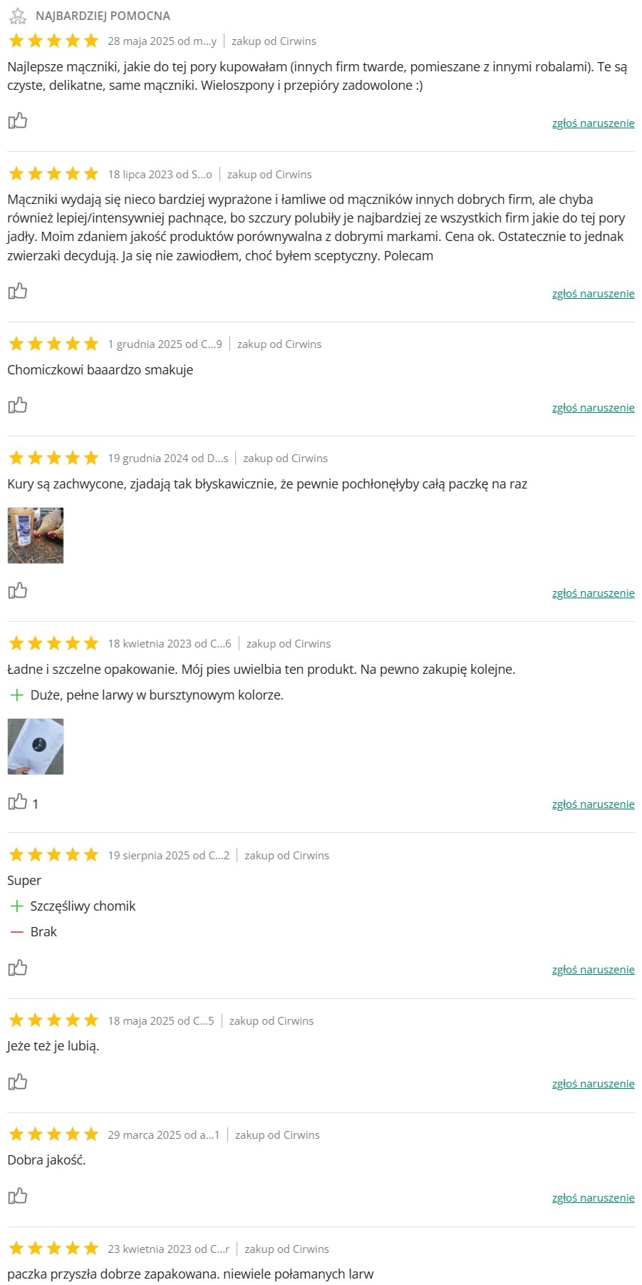 Opinie porduktów cirwins